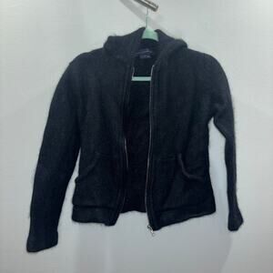 Vintage Angora Rabbit Hair Black Zip Up Jacket French Connection Size Medium